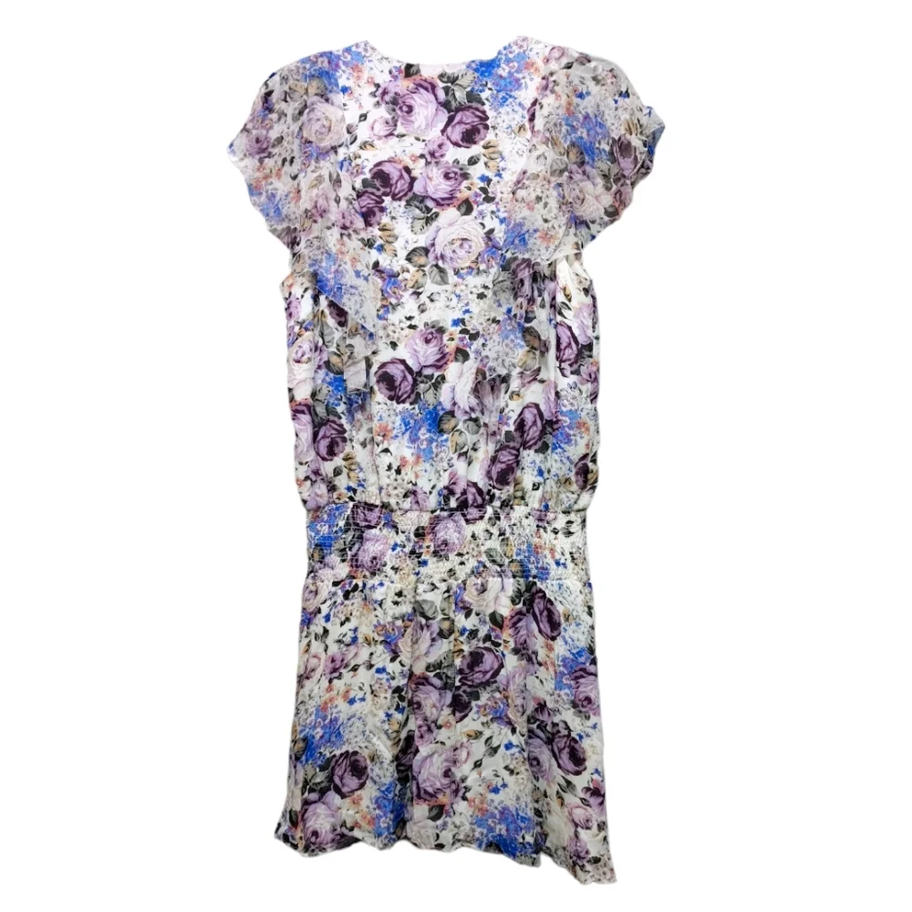 Parker Gabriella Floral Silk Shirt Sleeve Mini Dress Women's Size Medium M - Picture 12 of 14